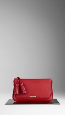 London Leather Tassel Clutch Bag