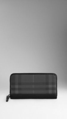 Charcoal Check Ziparound Wallet