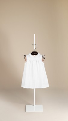 Check Ruffle Piqué Cotton Dress