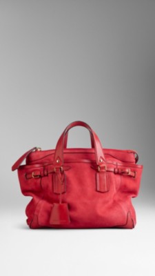 Bolso tote mediano en cuero nobuk