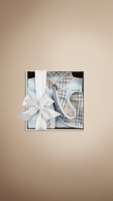 Baby Check Collar Playsuit Gift Set