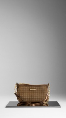 Metallic Studded Suede Wristlet