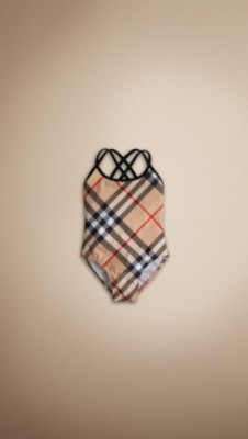 Crossover Strap Check Swimsuit