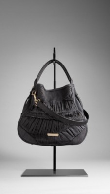 Ruched Python Leather Hobo Bag
