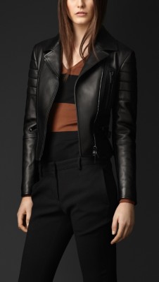 Cropped Leather Biker Jacket