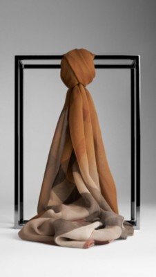 Check Ombre Silk Scarf