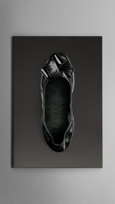 Snakeskin Bow Detail Ballerinas