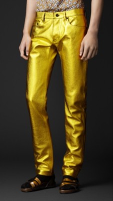 Metallic Leather Jeans