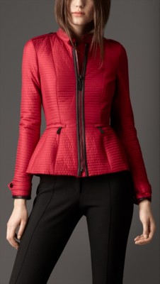 Peplum Detail Ribbed Quilt Jacket