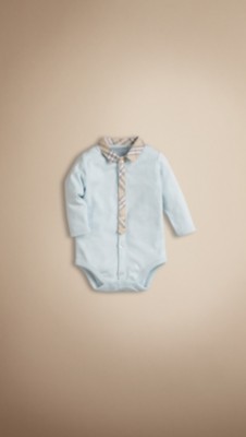 CHECK COLLAR COTTON BODYSUIT