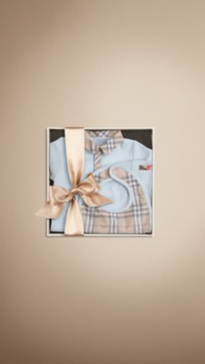 Check Collar Bodysuit Baby Gift Set