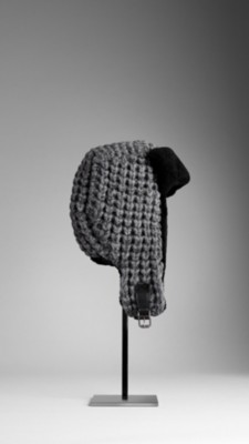 Knitted Shearling Trapper Hat