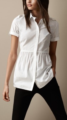 Mesh Panel Gathered Detail Shirt