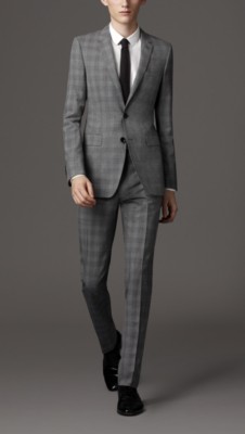 Slim Fit Virgin Wool Check Suit