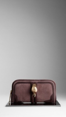 Country Animal Suede Nubuck Clutch Bag