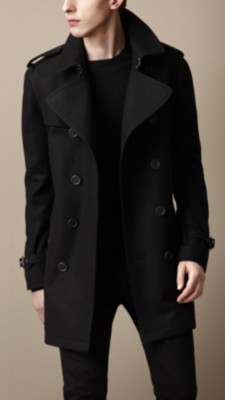 Mid-Length Wool Cashmere Trench Coat