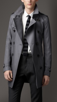 Mid-Length Cotton Gabardine Trench Coat