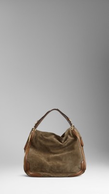Large Hunting Suede Hobo Bag