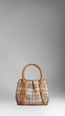 Small Haymarket Check Belted Tote Bag