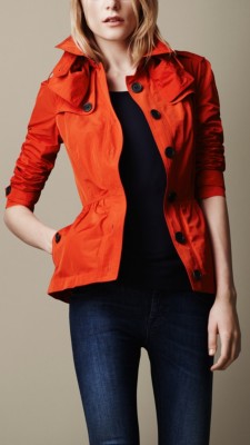 Short Technical Taffeta Peplum Trench Coat