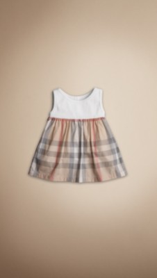 Check Cotton Bodysuit Dress