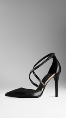 Point-Toe Leather Pumps