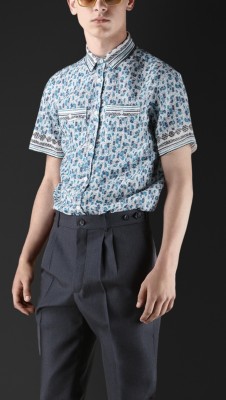 Box Fit Seersucker Engineered Print Shirt