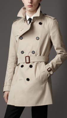 Mid-Length Cotton Gabardine Trench Coat