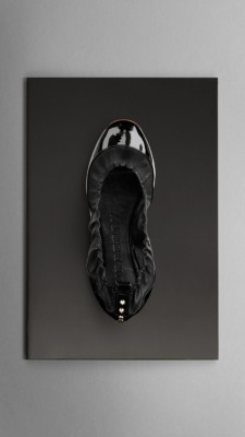 Stud Detail Patent Leather Ballerinas