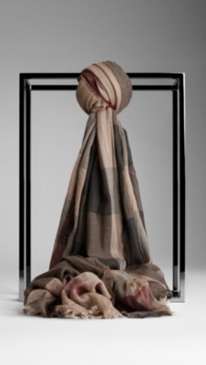 Check Crinkled Cashmere Scarf