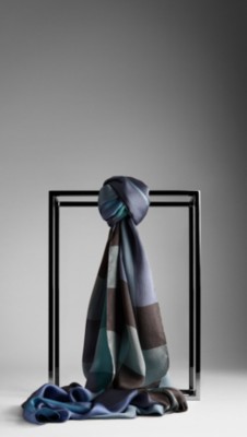 Check Silk Satin Scarf