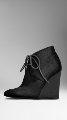 Calfskin Wedge Ankle Boots
