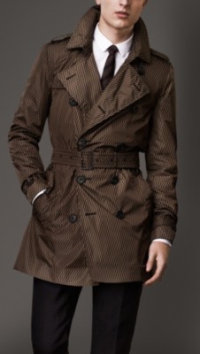 Mid-Length Geometric Print Trench Coat