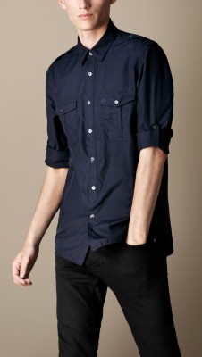 Cotton Poplin Military Shirt