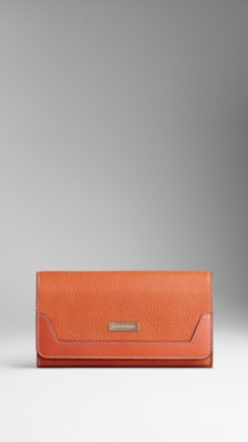 Textured Leather Continental Wallet