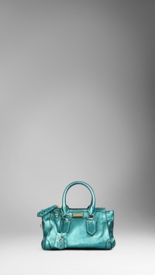 Small Metallic Leather Tote Bag