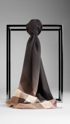 Check Ombre Silk Scarf