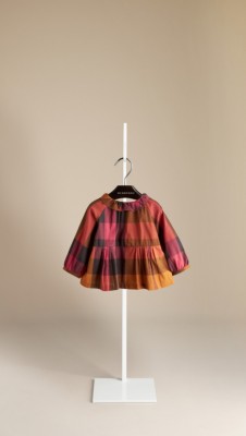 Ruffle Neck Check Blouse