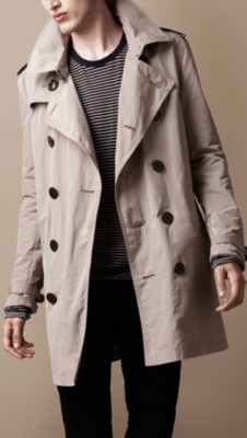 Mid-Length Technical Fabric Packaway Trench Coat