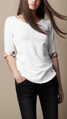 Check Cuff Cotton Top