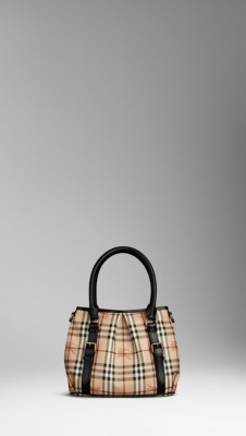 Small Haymarket Check Belted Tote Bag