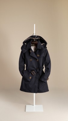 Cotton Twill Hooded Trench Coat