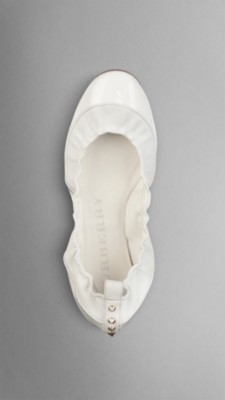 Stud Detail Patent Leather Ballerinas