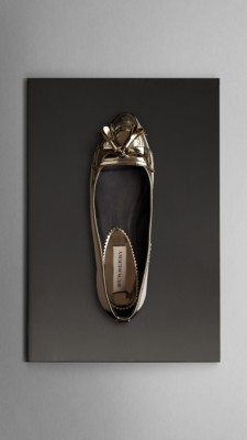 Metallic Leather Tassel Ballerinas