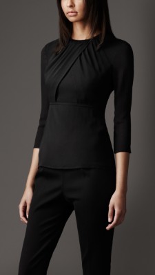 Stretch-Silk Crossover Front Top