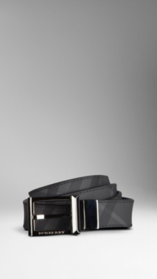 Charcoal Check Reversible Leather Belt