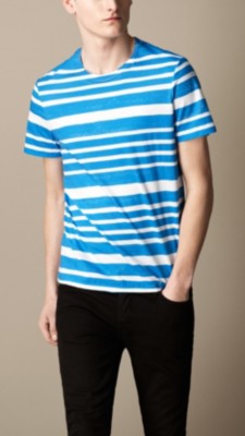 Printed Stripe Cotton T-Shirt