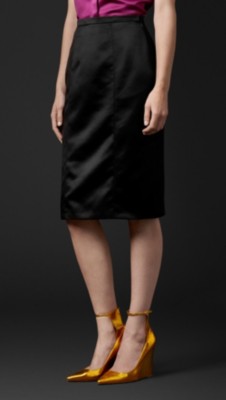 Fitted Satin Pencil Skirt