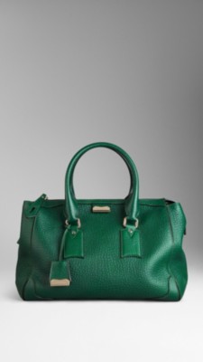 Bolso tote grande en cuero granulado tradicional