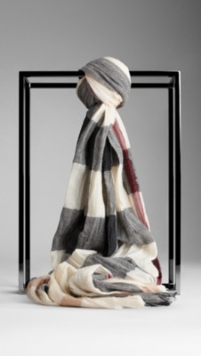 Check Crinkled Cashmere Scarf